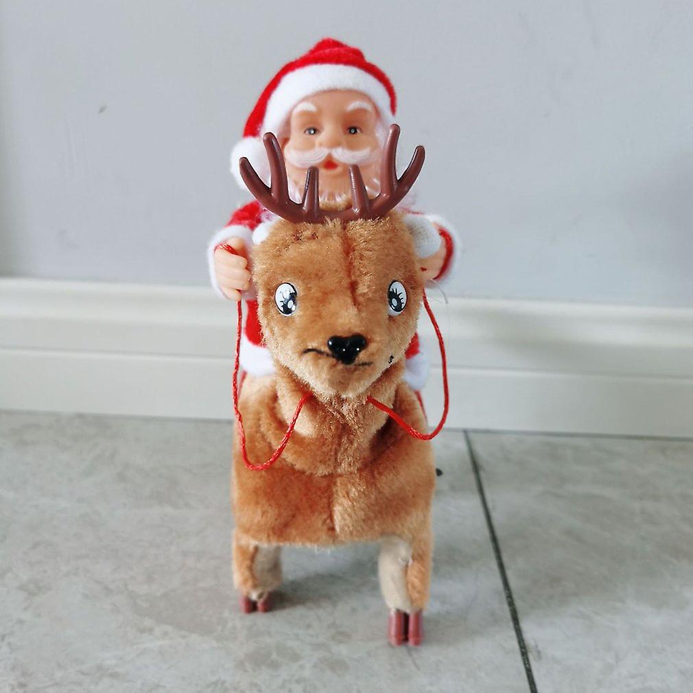 Santa Claus Electric Toys Christmas Decorations Elderly Doll Gifts Shaking Gift Shaking Music Elk Pull Cart Riding Deer Toy