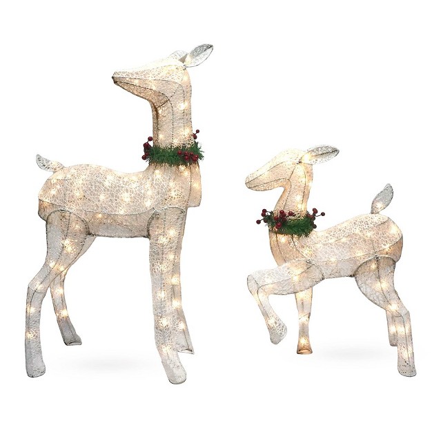 Joiedomi White Christmas Doe And Fawn Yard Lights 2 Packs 130 130 Led Lighted