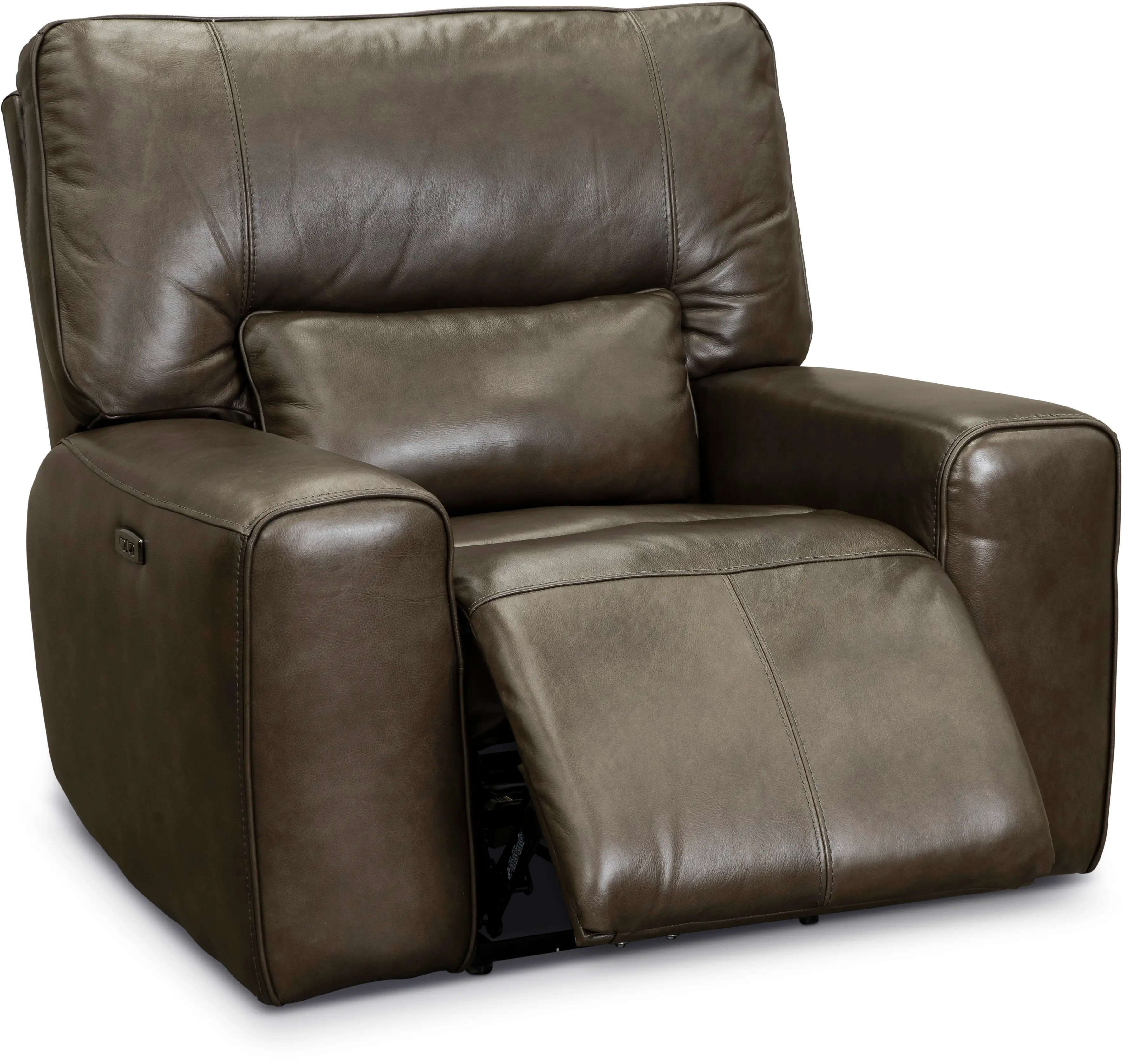 Zero Gravity Concrete Brown Leather Power Recliner