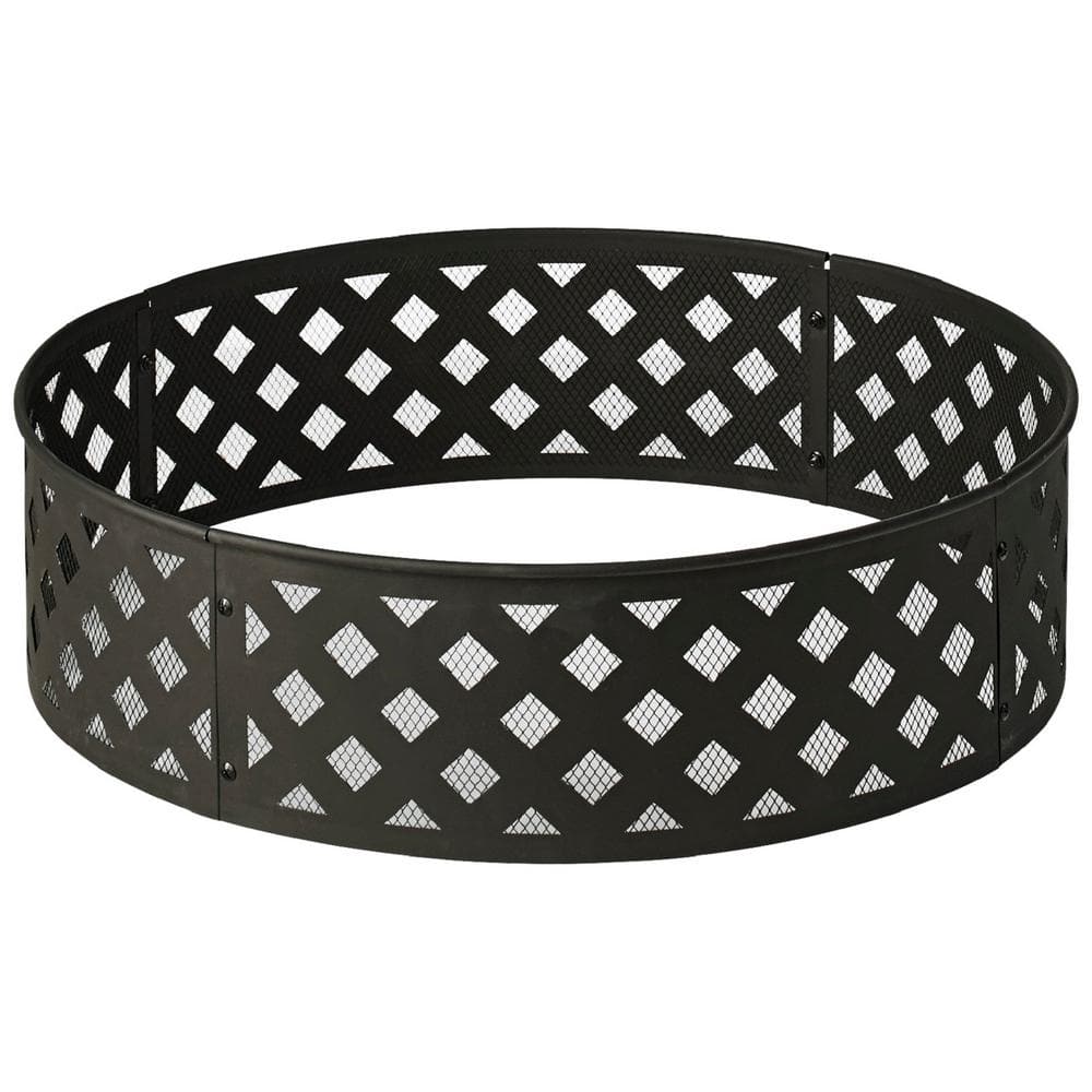 Hampton Bay 30 in. Steel Fire Ring with Lattice Pattern in Black OFW279FR