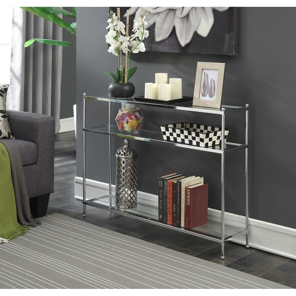 Convenience Concepts Royal Crest 3 Tier Glass Console Table