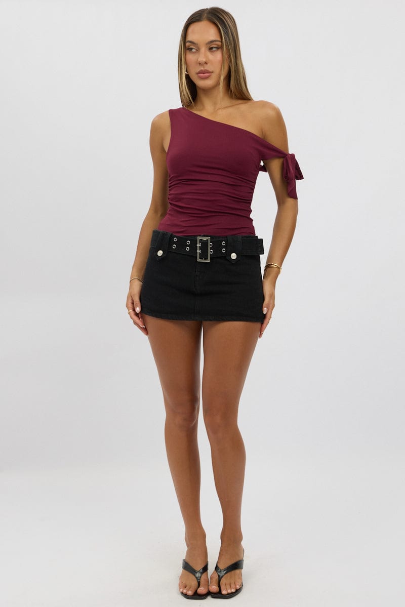 Red One Shoulder Top
