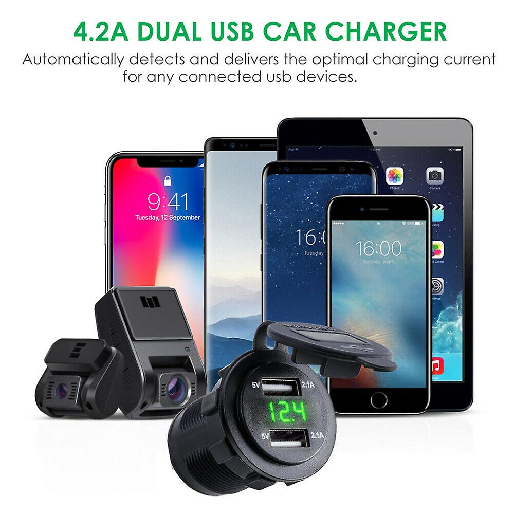 12v-24v Dual Usb 2 Port Car Boat Charger Socket Volt Number Of Car Chargers 2 Usb