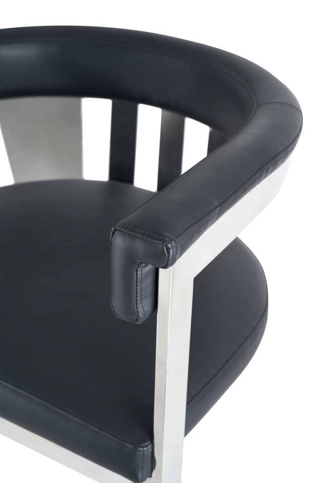 Modrest Pontiac Modern Black Vegan Leather and Stainless Steel Dining Chair   Contemporary   Dining Chairs   by Vig Furniture Inc.  Houzz