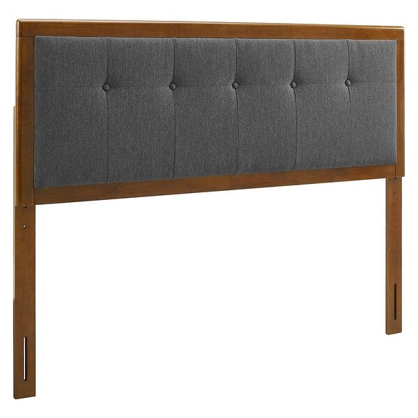 Marlin Traditional Charcoal Fabric Button Tufted Full Size Walnut Wooden Headboard - - 32157993