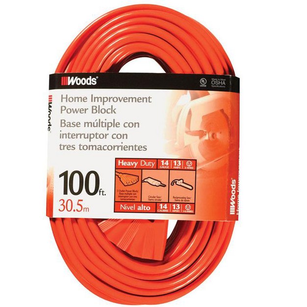 Woods 14 3 Sjtw 300 V 100 Ft L Power Cord