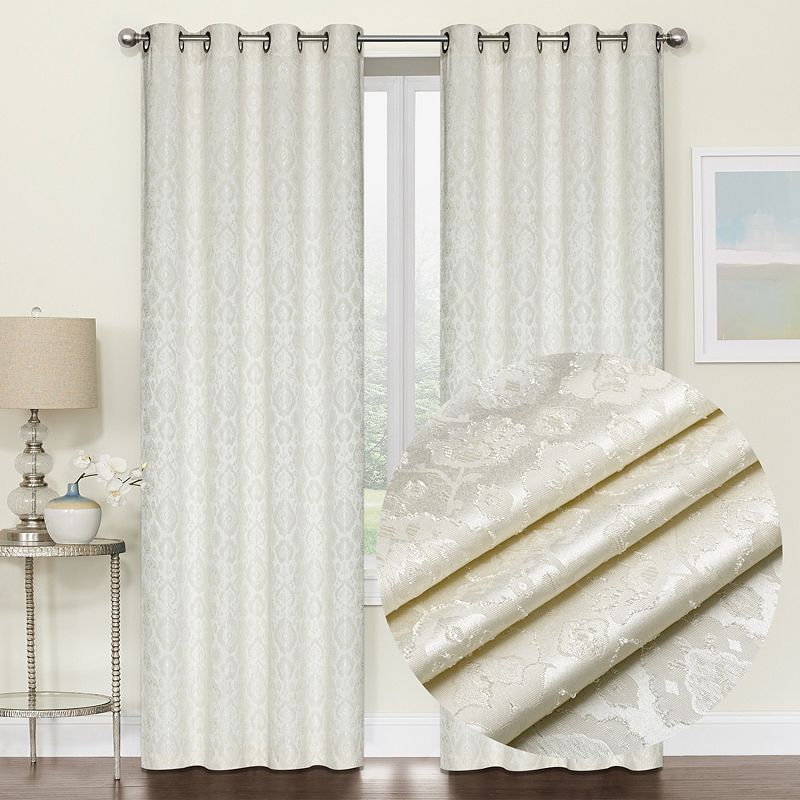 Kate Aurora Regency Collection Raised Jacquard Damask Grommet Top Curtains