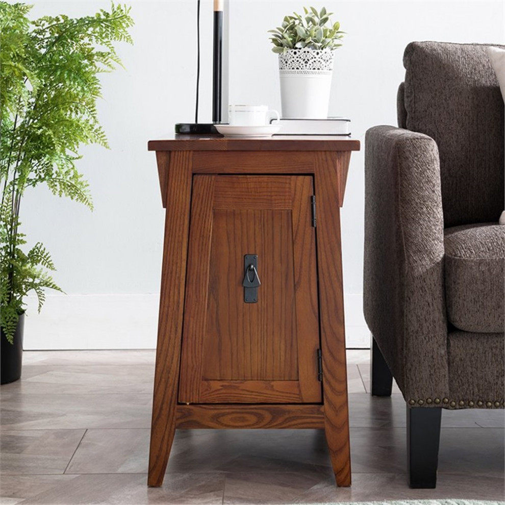 Catania Modern / Contemporary Mission Cabinet Wood End Table in Brown/Russet   Craftsman   Side Tables And End Tables   by Homesquare  Houzz