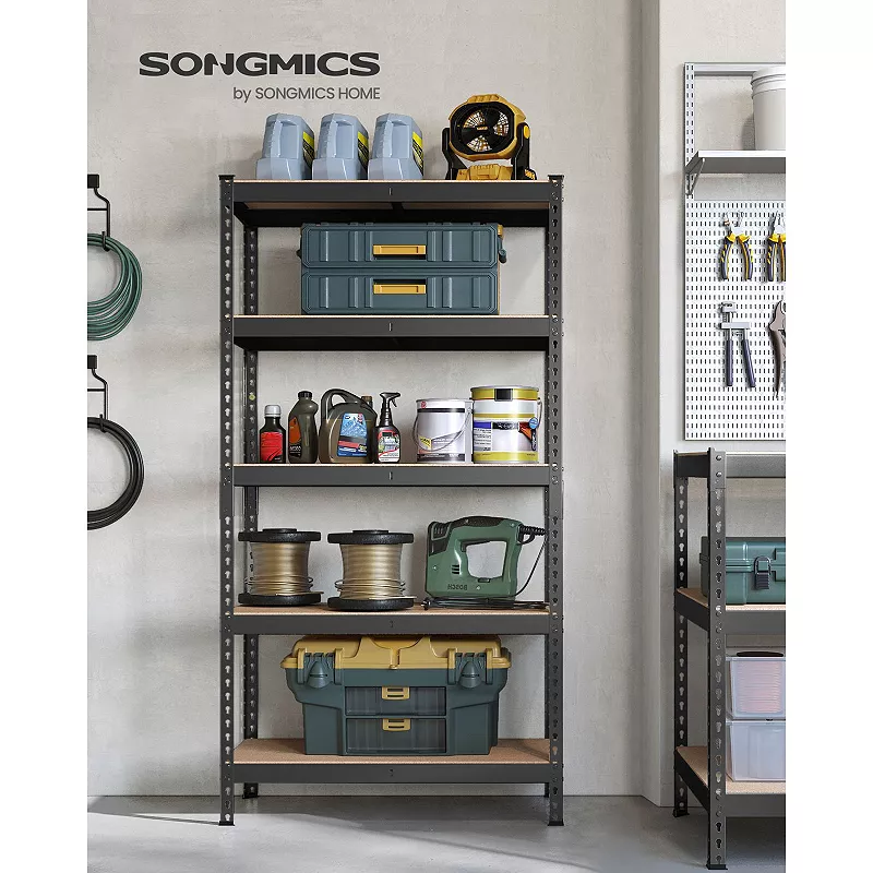 5-Tier Storage Shelves， Garage Storage， Boltless Assembly， Adjustable Shelving Unit