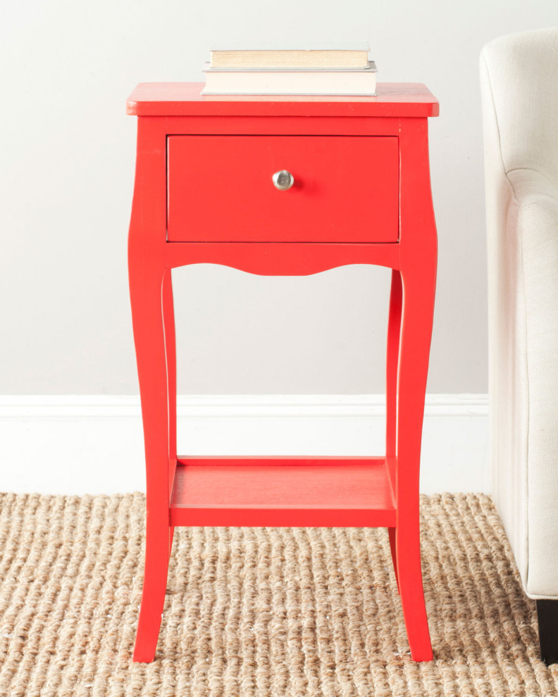 Elma End Table With Storage Drawer Red   Contemporary   Side Tables And End Tables   by AED Luxury Home Decor  Houzz