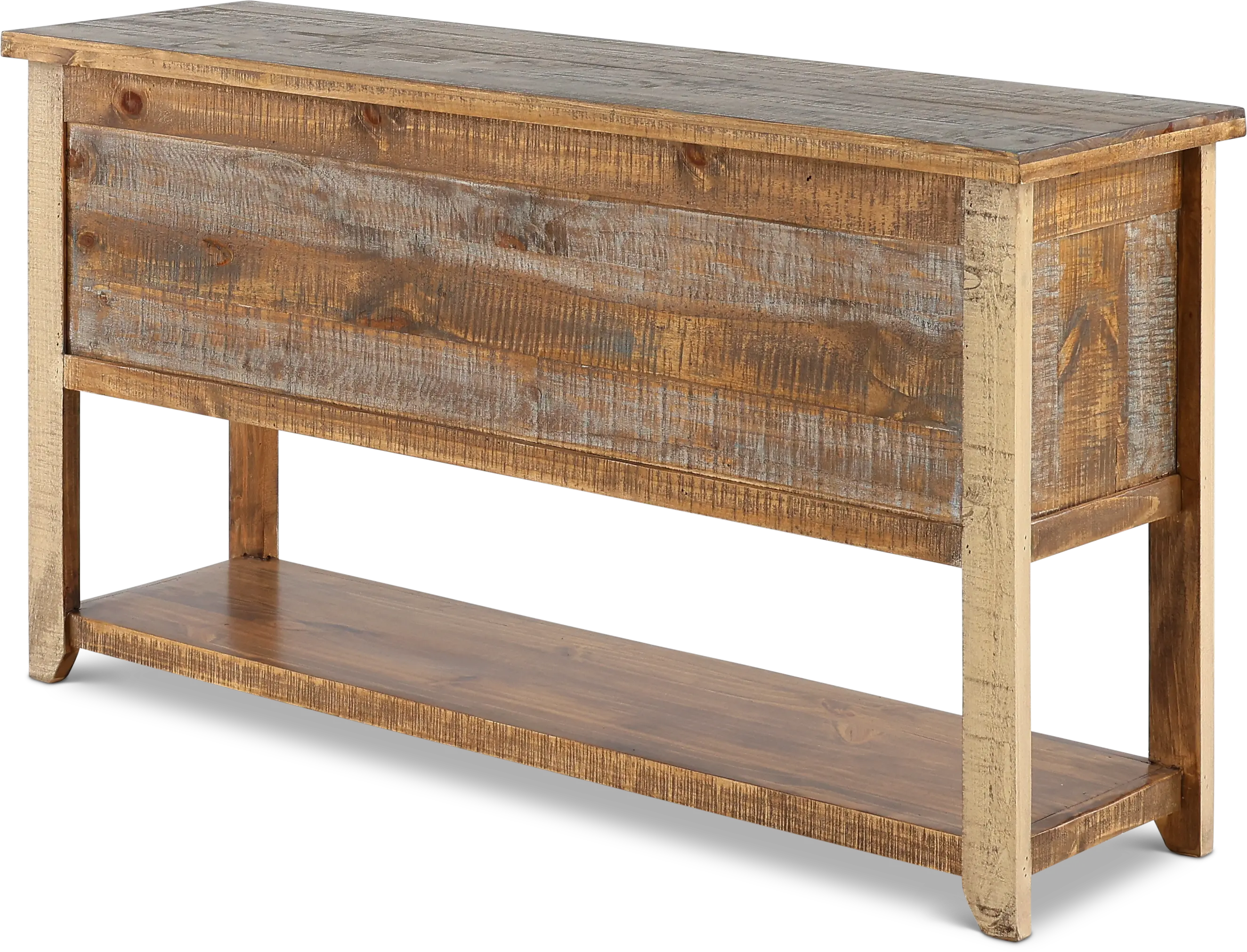 Antique Pine Console Table with Iron Accents