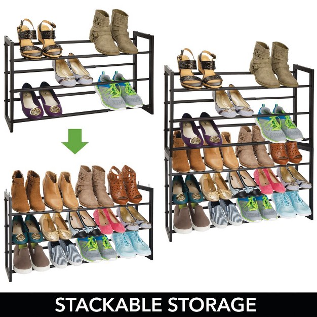 Mdesign Metal 3 Tier Adjustable expandable Shoe And Boot Rack