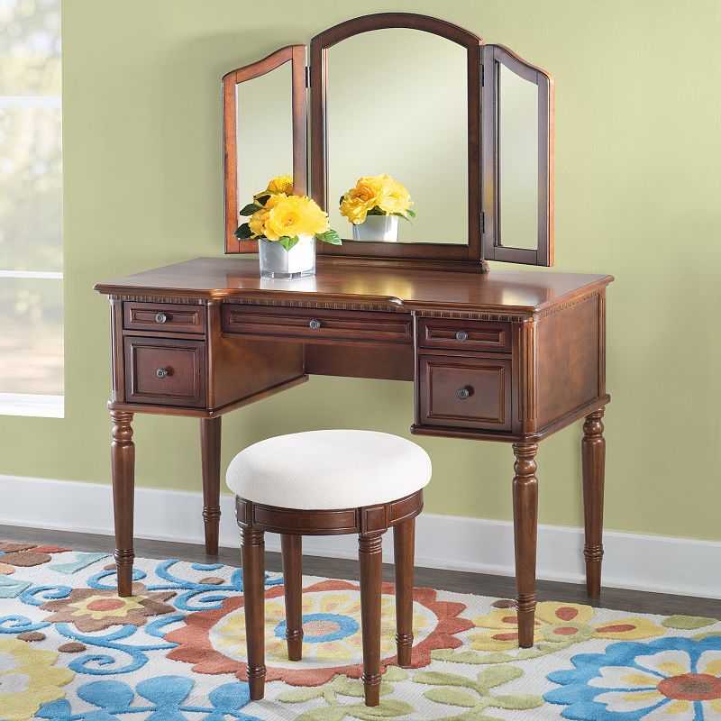 Linon Vanity Desk and Stool 2-piece Set