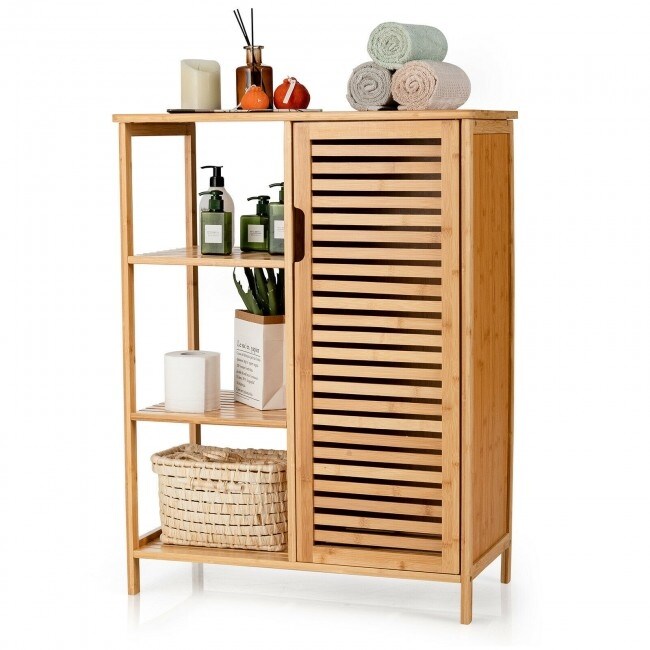 Bamboo Bathroom Storage Cabinet with Single Door Natural   26\