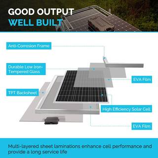 Renogy 12V 100-Watt Monocrystalline Bundle Kit Solar Panel with Wanderer 10 Amp Charge Controller RNG-KIT-BUNDLE100D-WND10