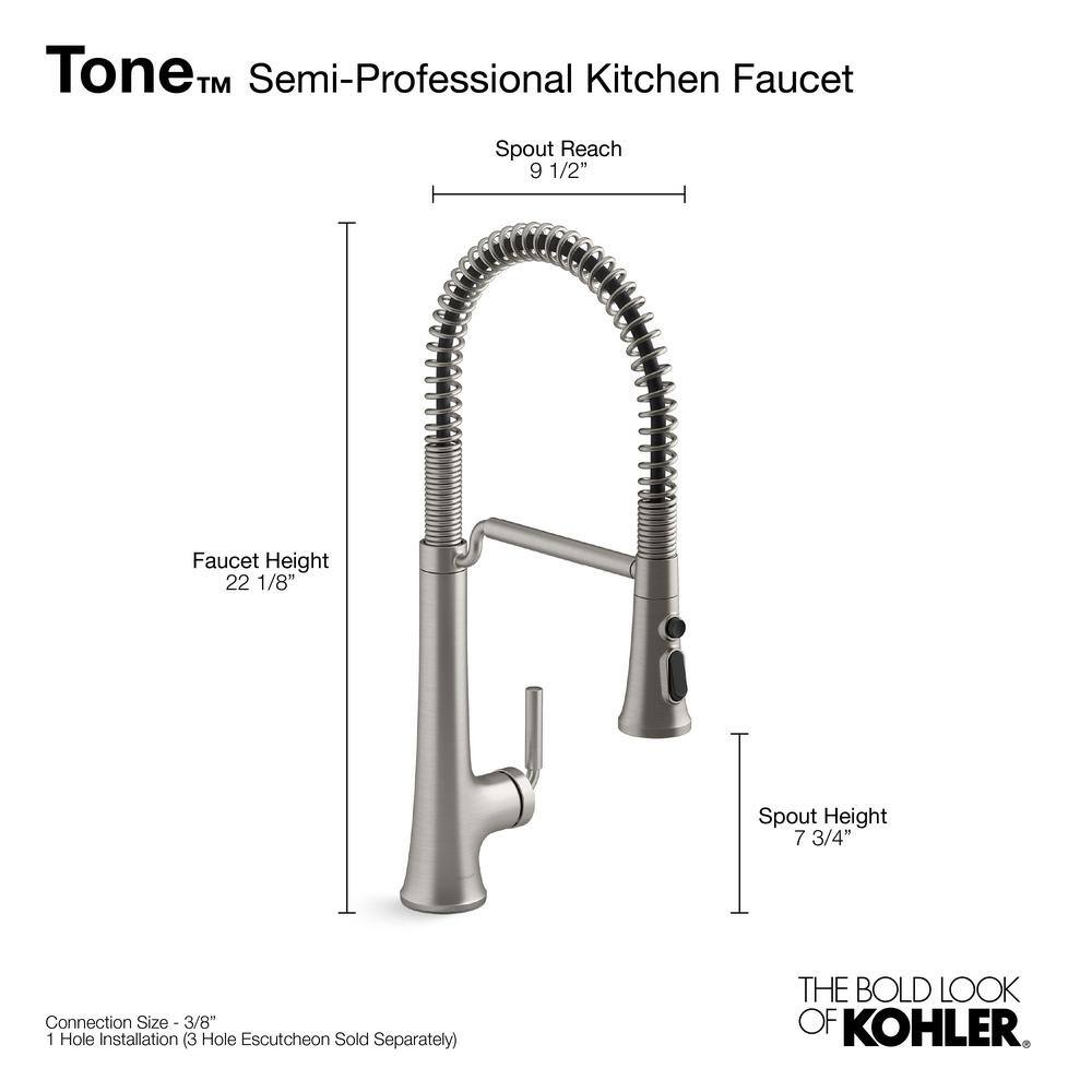 KOHLER Tone Single Handle Pull Down Sprayer Kitchen Faucet in Matte Black 23765-BL