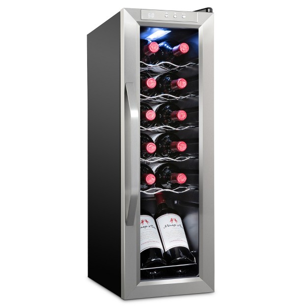 Ivation 12 bottle Compressor Freestanding Wine Cooler Refrigerator Stainless Steel