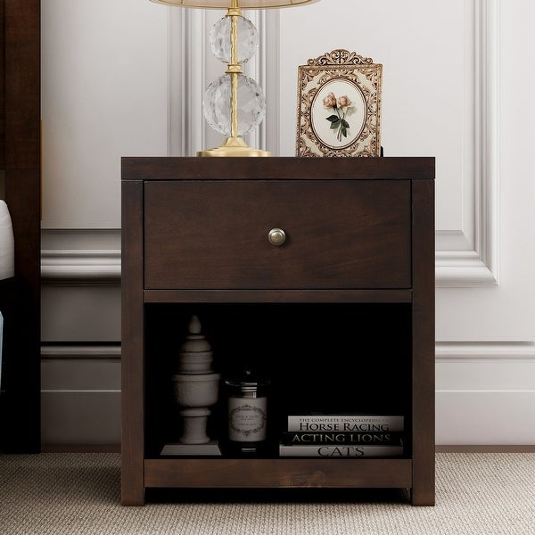 1 Drawer Solid Wood Nightstand Sofa End Table