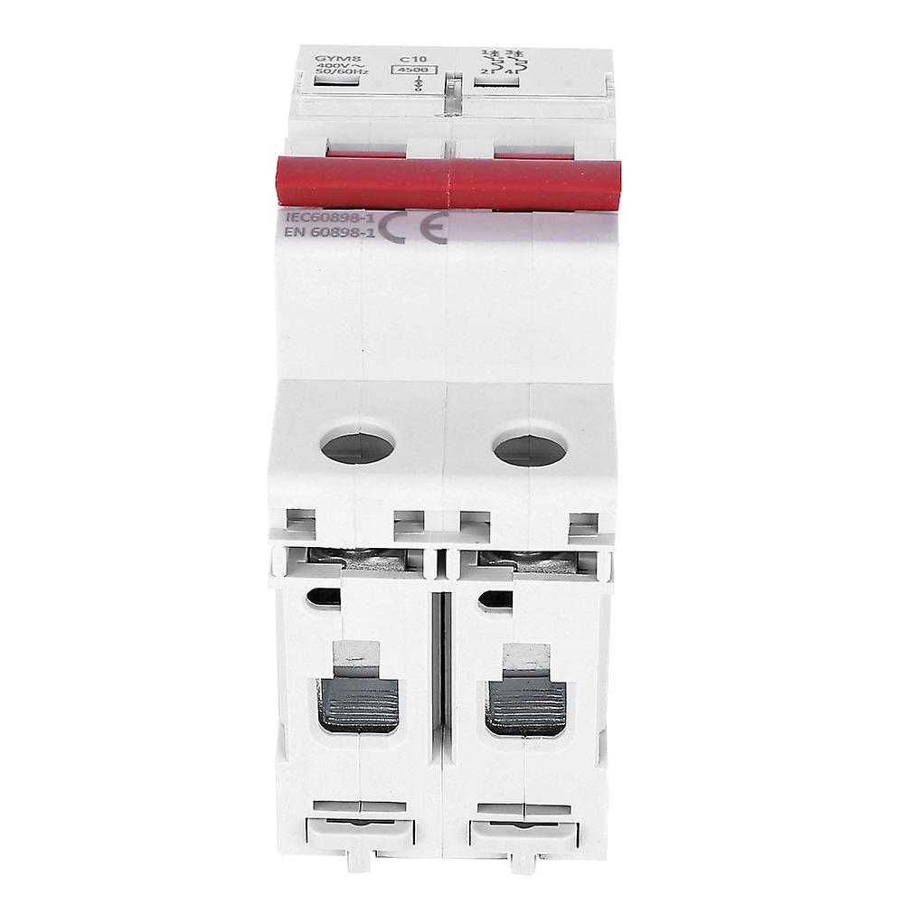 GYM8-C45 Miniature Circuit Breaker 2 Poles 400VAC Bilateral Busbar Wiring Circuit Breaker10A