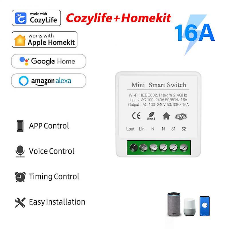 2gang Wifi Mini Smart Switch Apple Homekit Cozylife Diy 2-way Control Smart Home Automation