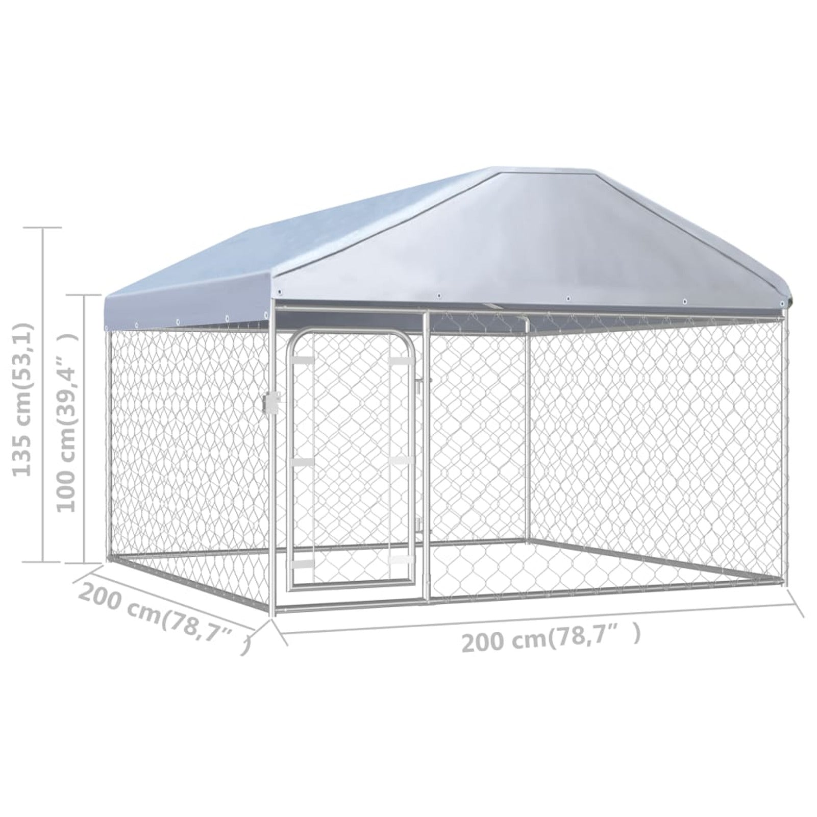 Outdoor Dog Kennel with Roof 78.7