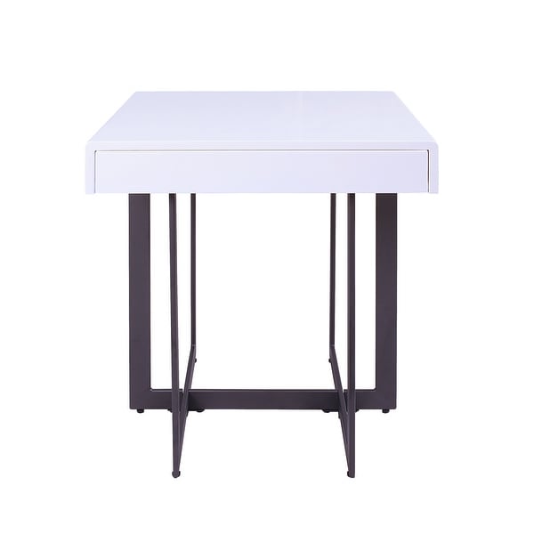 DH BASIC Modern White High Gloss Storage End Table by Denhour