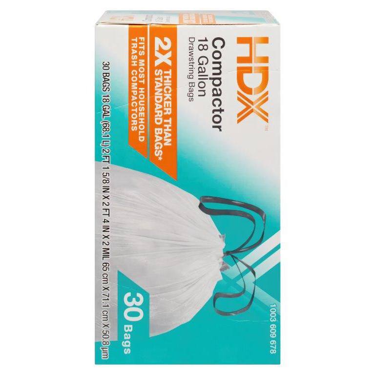 HDX 18 Gal. White Extra Tall Kitchen Drawstring Trash Bags (30-Count) - For Home Kitchen  Office HDX18GDS30COMP