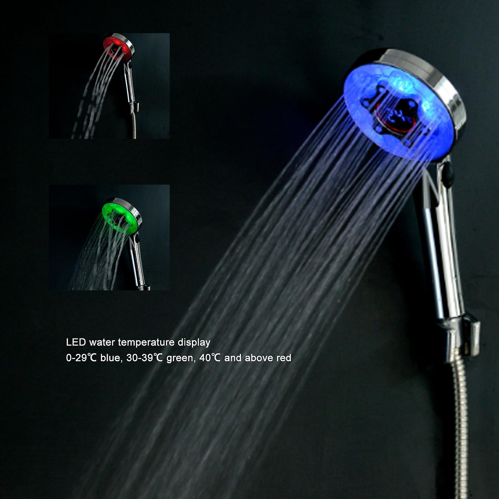 Temperature Sensor Led Shower Head，3-settings Powerful Water Spray，water Saving Sprayer For Home Bathroom