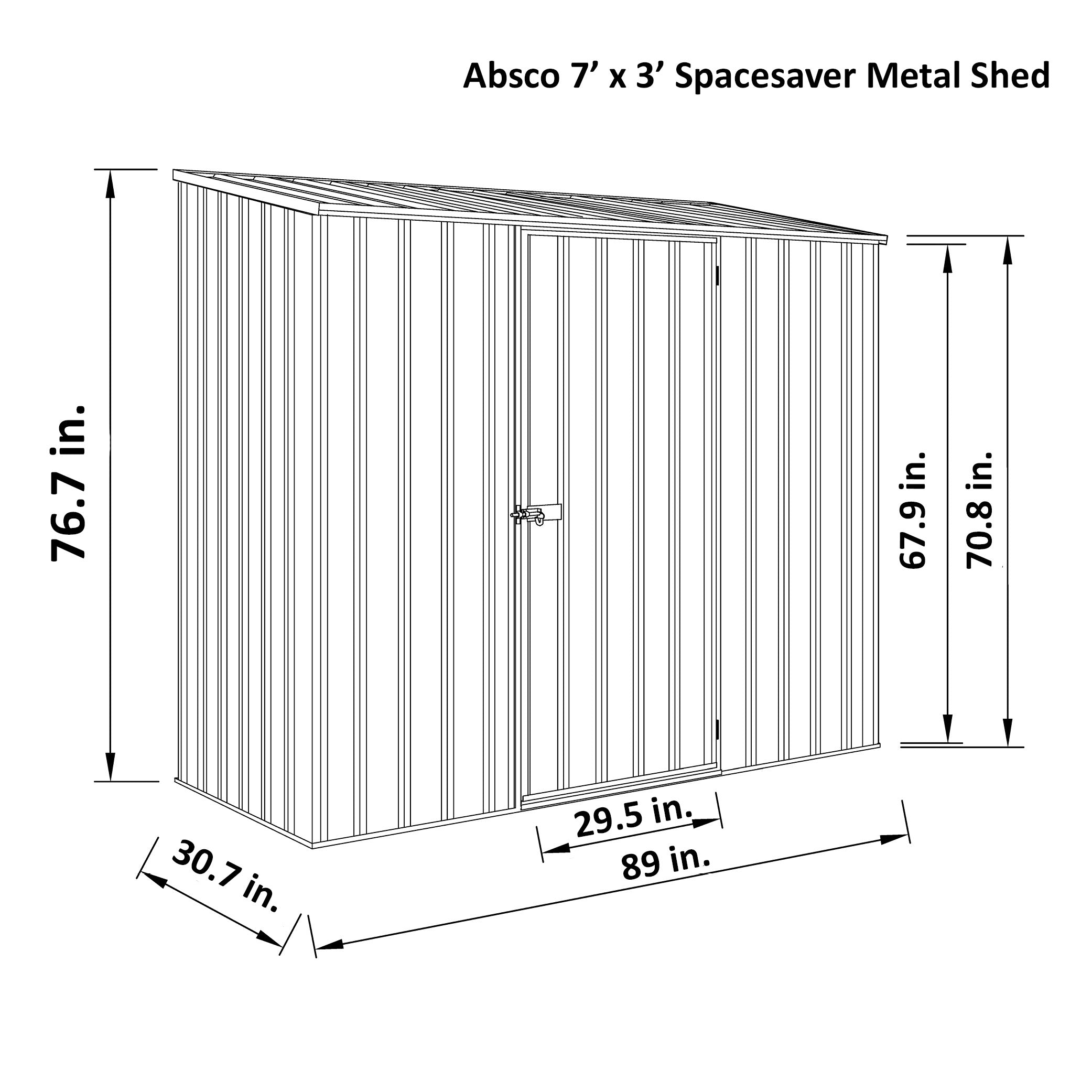 Absco Sheds 7 x 3 ft. Space Saver Metal Storage Shed, Gray