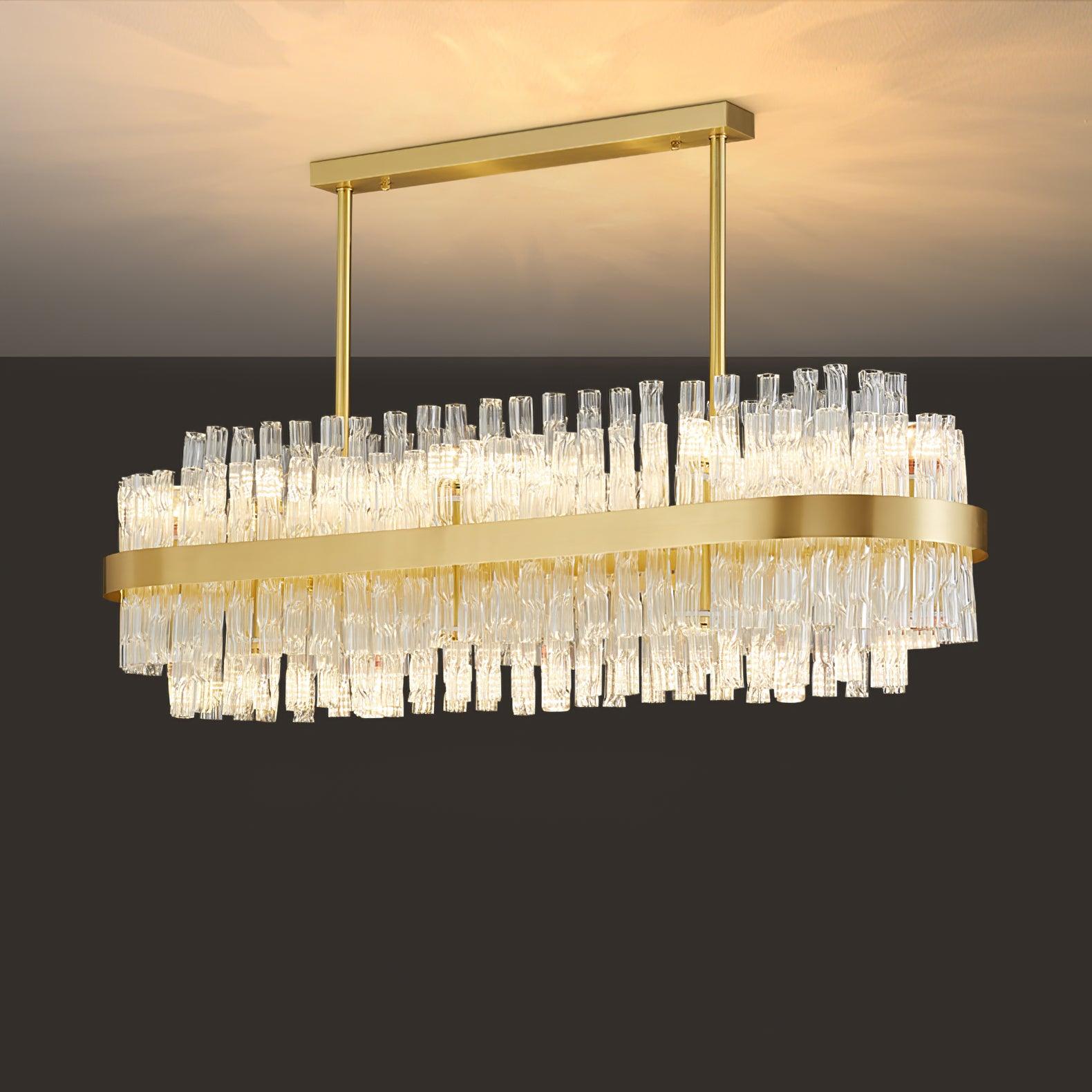 Gold & Clear Rod Chandelier