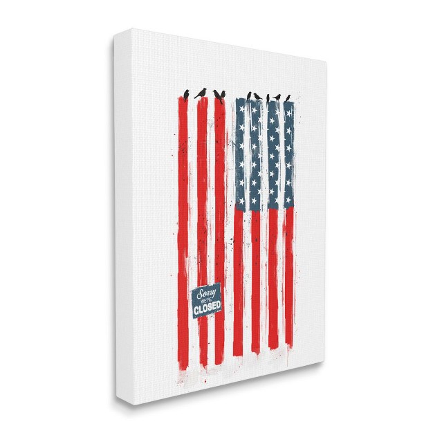 Stupell Industries American Flag Birds On Wall Political Statement Gallery Wrapped Canvas Wall Art 16 X 20