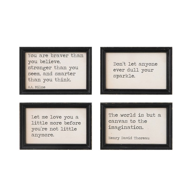 X 6 quot set Of 4 Phrases Framed Wood Inspiration Phrases Storied Home