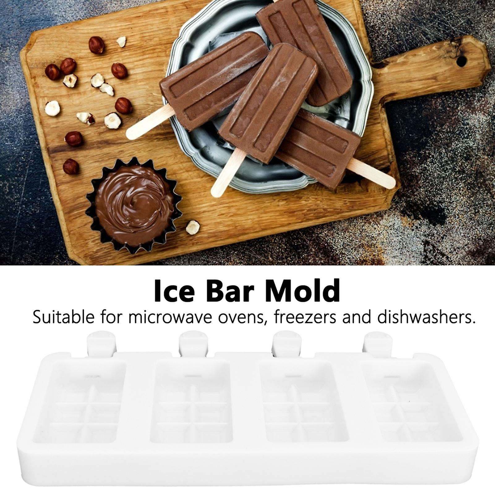 Silicone Popsicle Molds， Reusable 4 Cavities Ice Pop Molds Diy Homemade Ice Cream Molds Small Grid Ice Pop Maker For Kids Adult Diy Party[large]