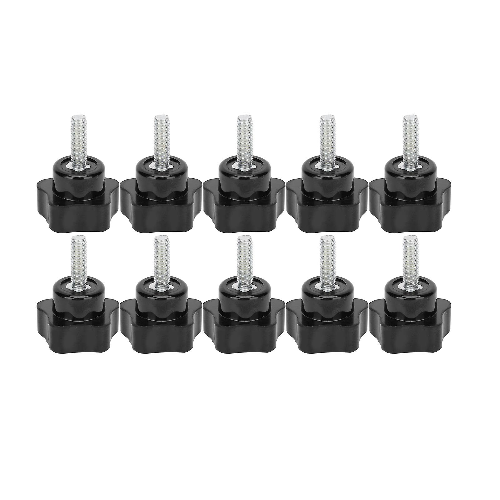 10pcs Knob Bolt Lathe Hand Grip Twist Knob Nut Screw Fivestar Plum Locking Handle M6x32x20