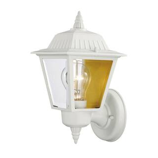 PRIVATE BRAND UNBRANDED 1-Light White Outdoor Wall Light Fixture with Clear Glass HW 5004