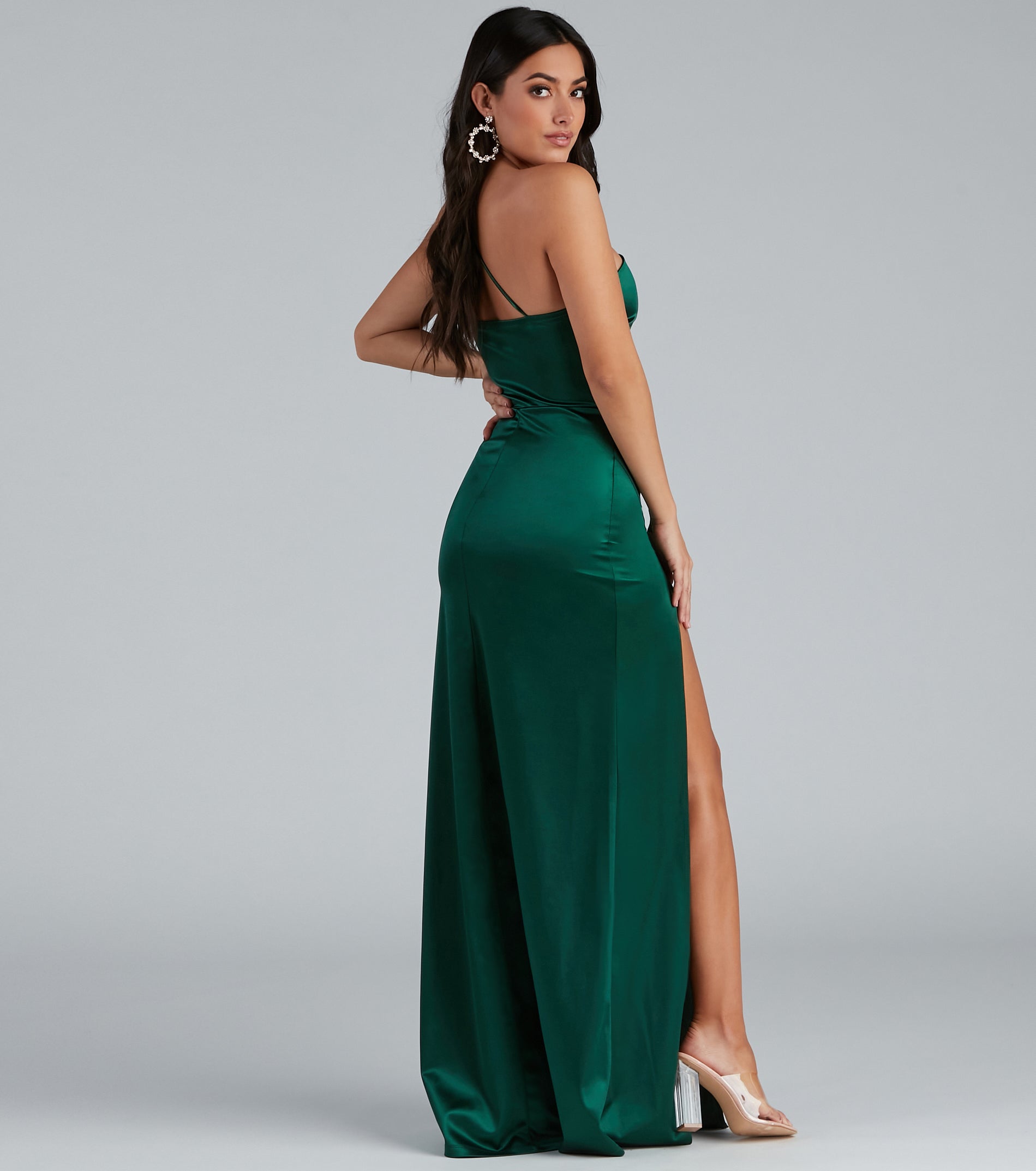 Rhiannon One-Shoulder Satin Long Dress