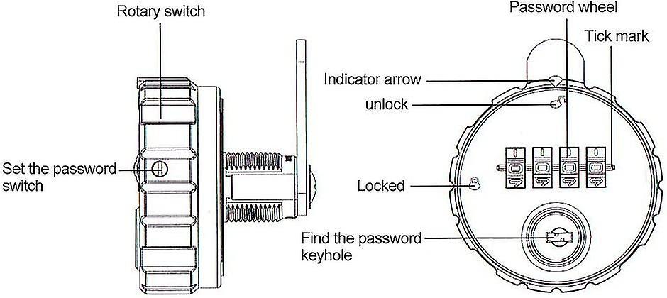 Code Lock Digital Code Combination Zinc Alloy Case Secure 4-digit Password Lock With Keys(20mm)