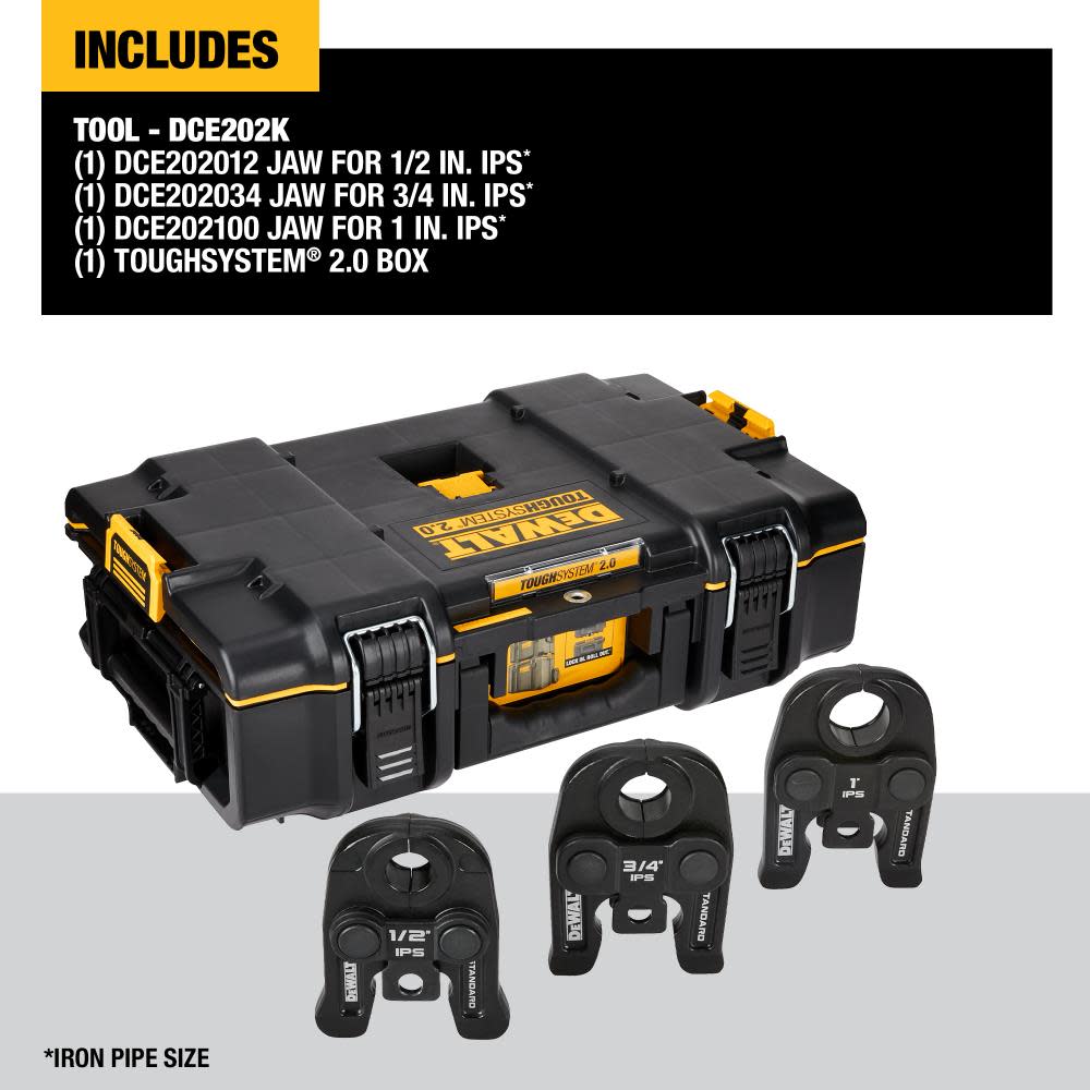 DEWALT 1/2 to 1 Standard IPS Press Jaws Kit with Toughsystem 2.0 Tool Box ;