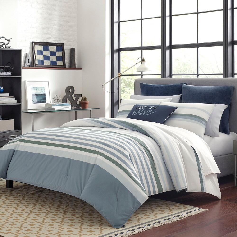 Nautica Lansier Cotton Reversible Grey Comforter Set