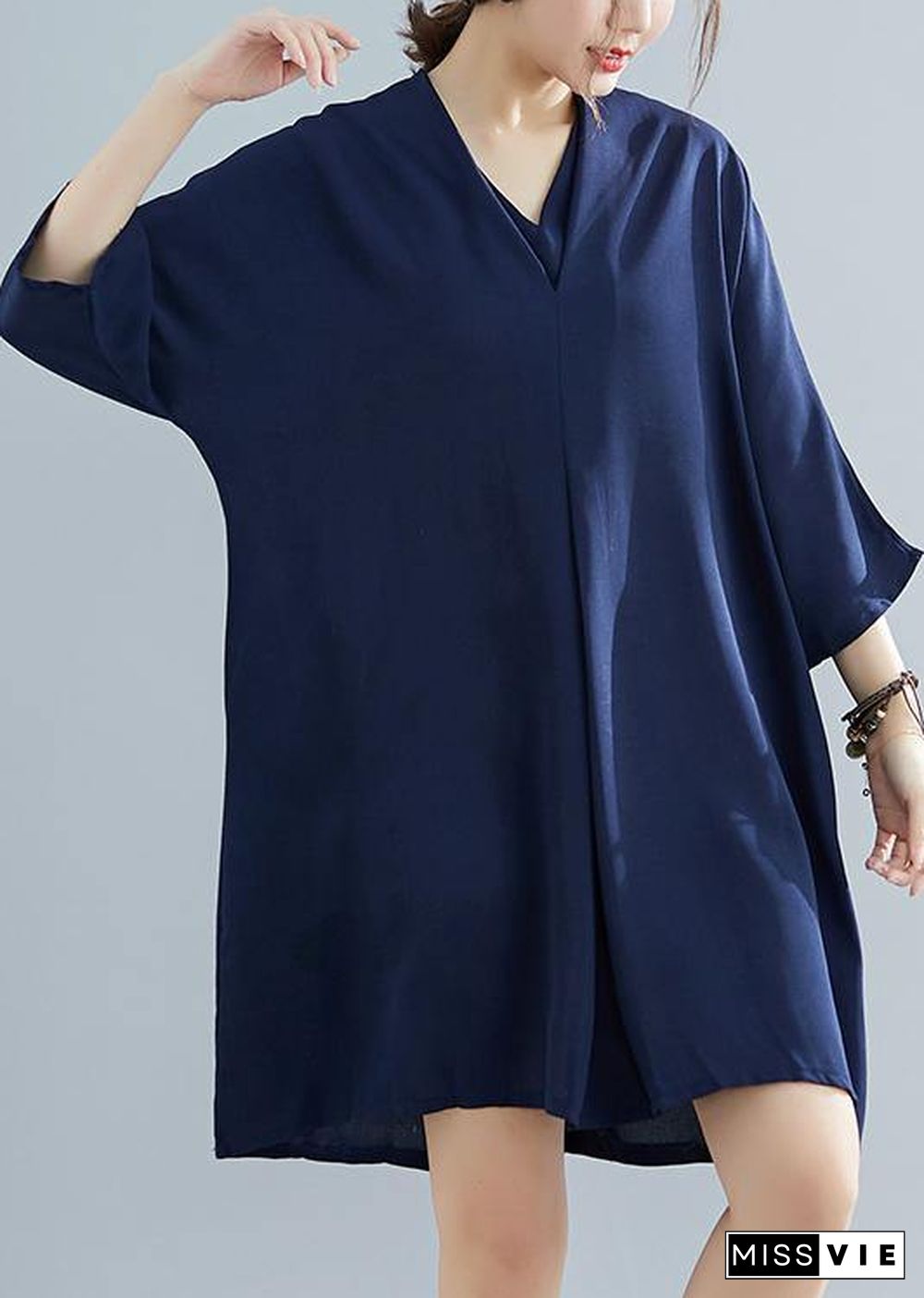 Unique half sleeve Chiffon 0Work Outfits blue Dress summer