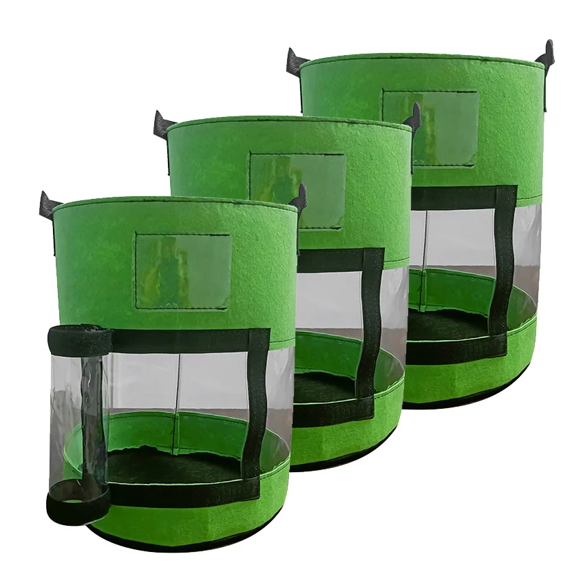 Hyh Large Inventory Thicken Potato Growing  Bags With Slide Transparent Window For Plant Support