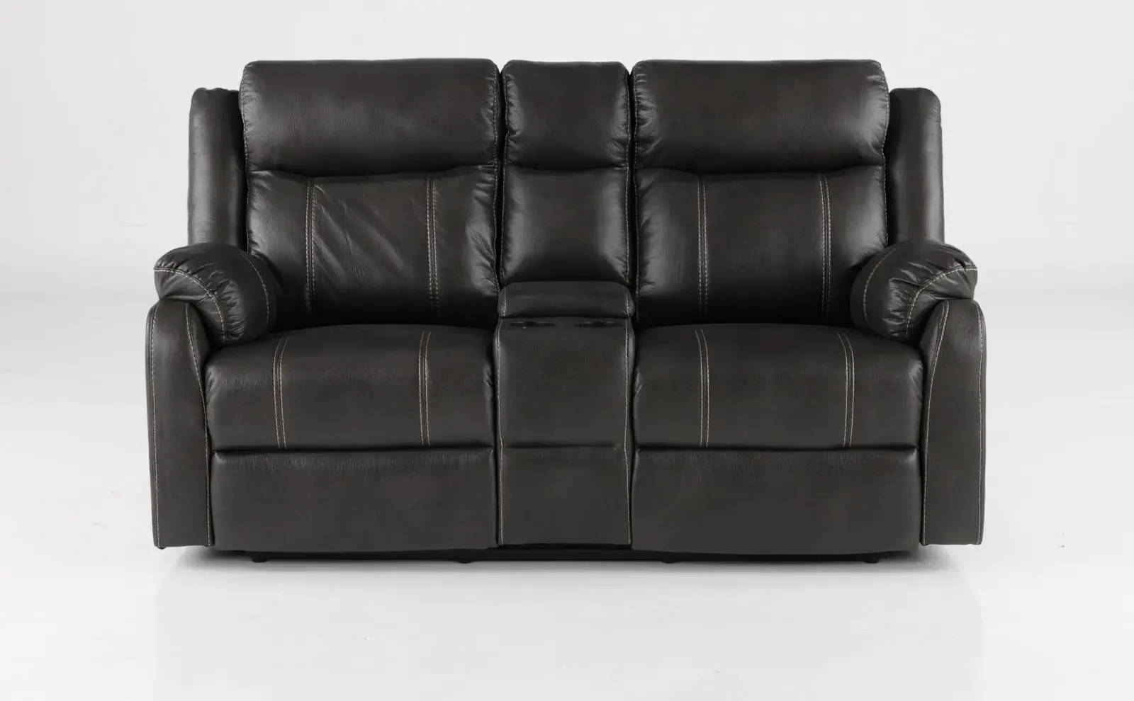 Domino Gray Reclining Loveseat with Console