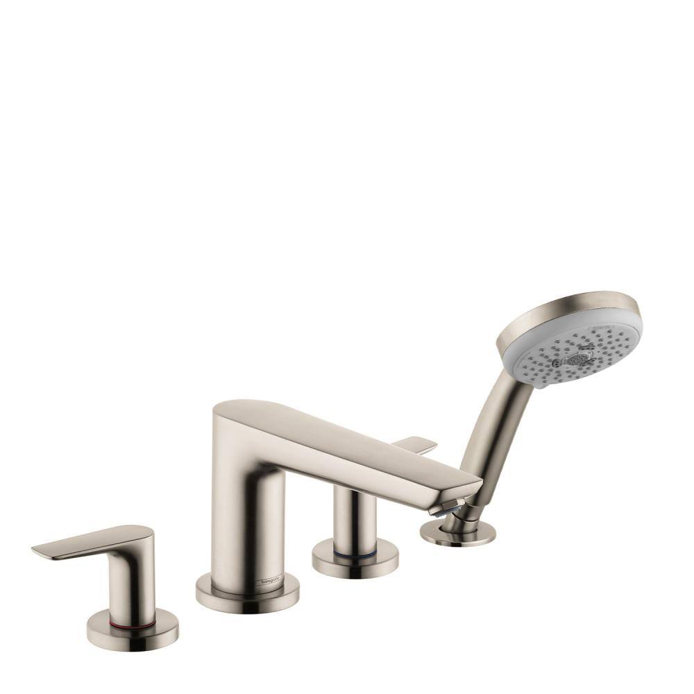 Hansgrohe Talis E 2-Handle Deck Mount Roman Tub Faucet with Hand Shower in Brushed Nickel 71744821