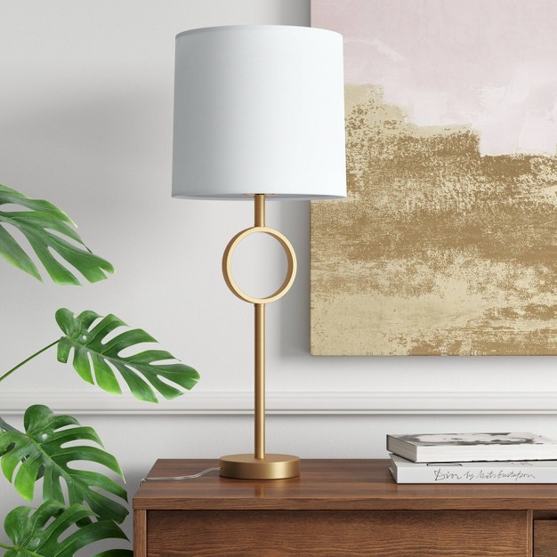 Large Metal Ring Table Lamp includes Led Light Bulb Brass