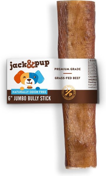 Jack and Pup Bully Stick Jumbo Dog Treats， 1 count