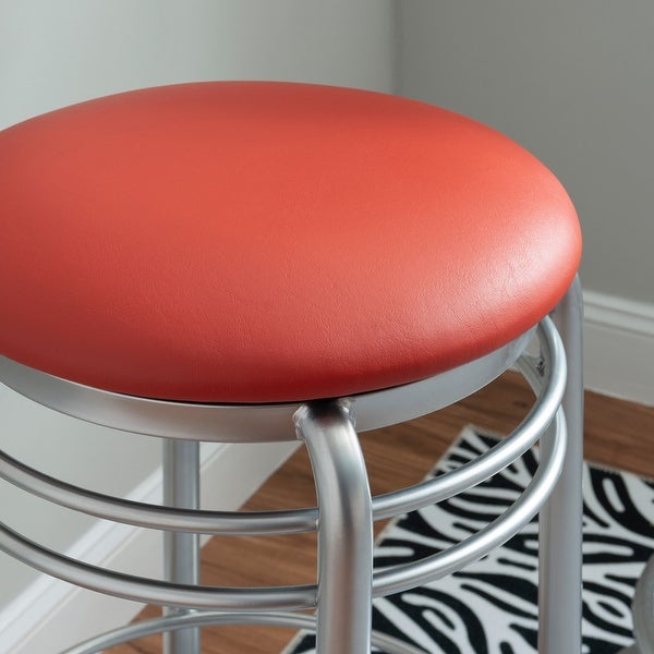 Yulin Red Metal Swivel Backless Barstool