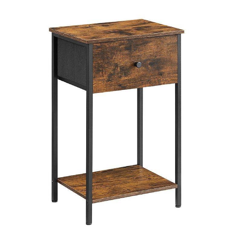 End Table With Storage Shelf And Steel Frame