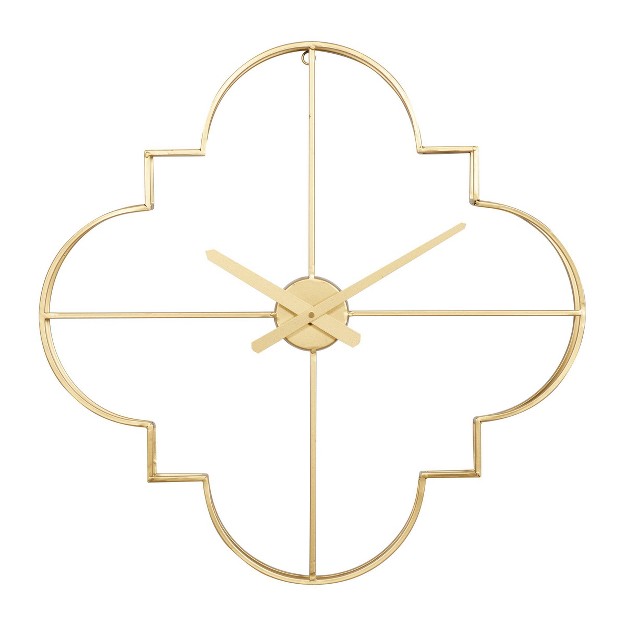 Metal Open Frame Quatrefoil Wall Clock Cosmoliving By Cosmopolitan