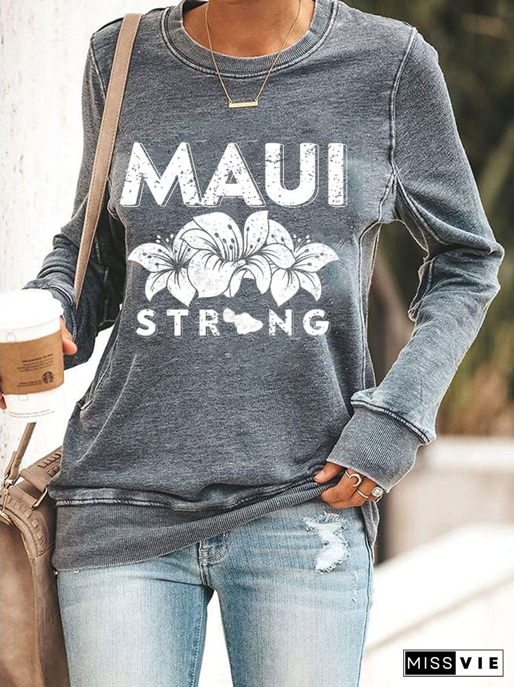 Maui Strong Crew Neck Casual Sweatshirt