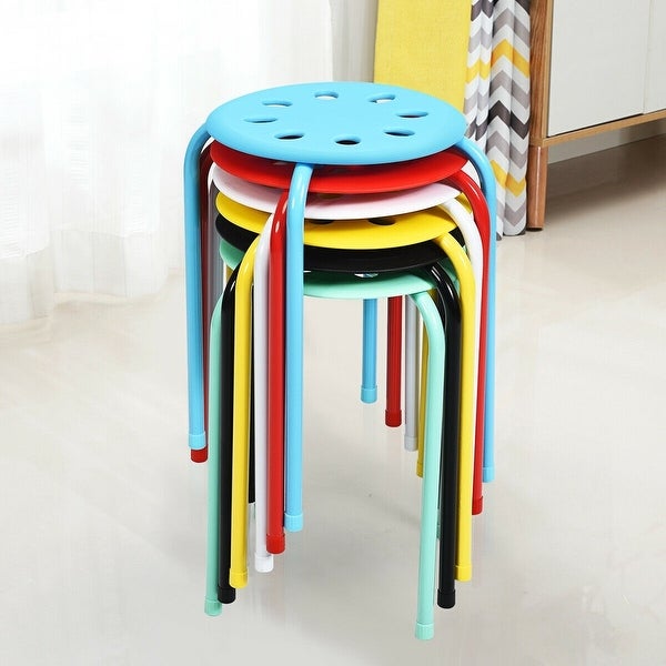 Set of 6 Portable Plastic Stack Stools - 14.5